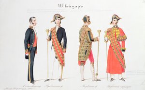Mundury z dworu cara rosyjskiego, 1855 (akwarela na papierze)